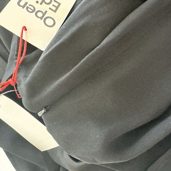 Nordstrom Open Edit S Pleated Large Black Pleated Slit Hem Midi Skirt - Picture 6 of 11